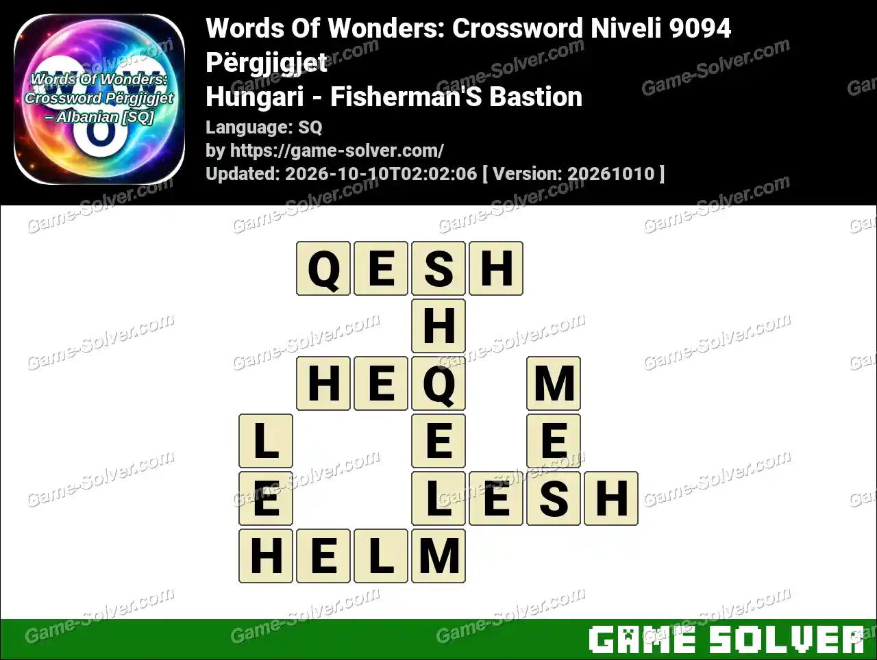 Words Of Wonders: Crossword Niveli 9094 Përgjigjet – Hungari – Fisherman’S Bastion